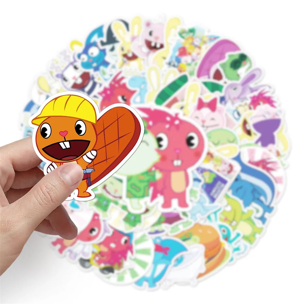 50PCS Happy Tree Friends Luggage Sticker Graffiti Waterproof Suitcase Laptop Decoration Sticker