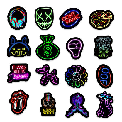 50PCS Cartoon Neon Light Graffiti Waterproof Sticker Suitcase Notebook Refrigerator SkateboardStationeryBoxHelmet