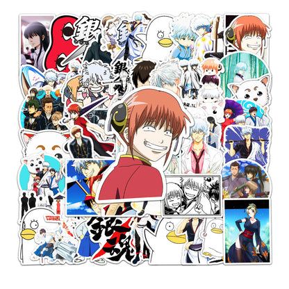 50pcs Japanese Animation Silver Soul Graffiti Sticker DIY Suitcase Notebook Guitar Star Sticker Waterproof