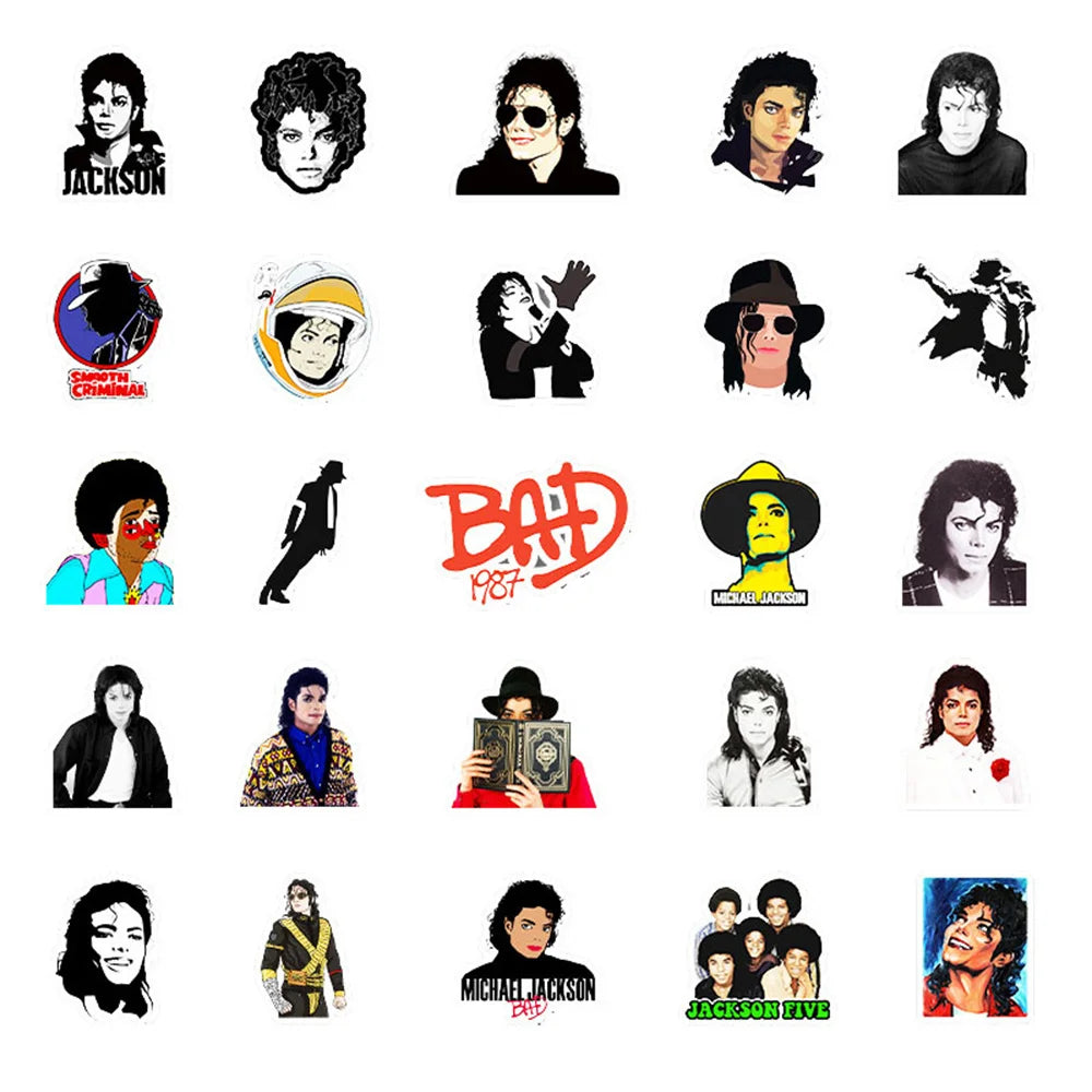 50PCS Michael Jackson Trend Personalized Decoration Graffiti Waterproof Sticker Notebook Refrigerator Skateboard