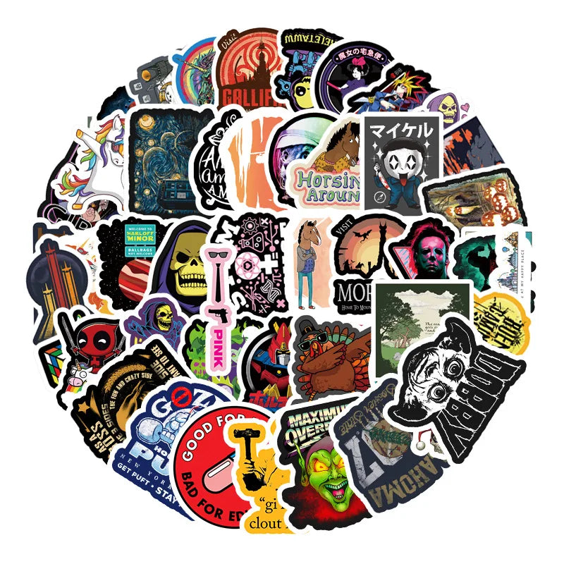 50PCS European and American Retro Cartoon Creative Stickers Stickers Scrapbook Luggage Mobile Phone Stickers