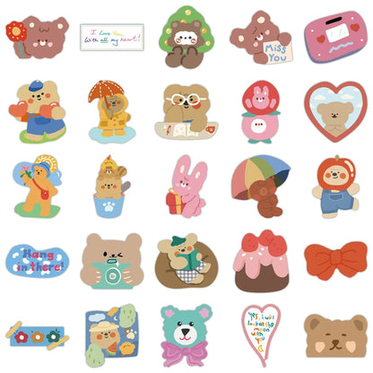 100PCS Cartoon Cute Bear Graffiti Sticker Notebook Scooter Waterproof Guitar Decoration Toy Wholesale