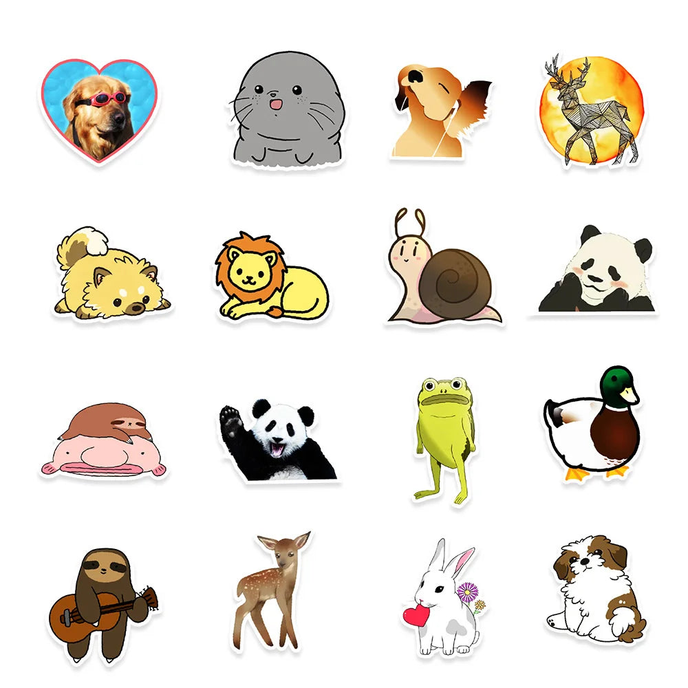 50PCS Cartoon Animal Collection Graffiti Guitar Skateboard Luggage Notebook Waterproof Helmet Gift Toy Sticker