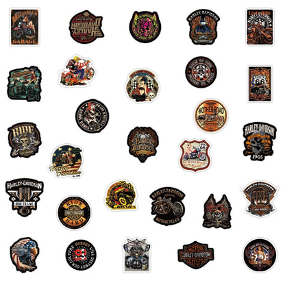 50PCS Retro Motorcycle Theme Graffiti Sticker Laptop Guitar Luggage Skate Bike Waterproof Sticker