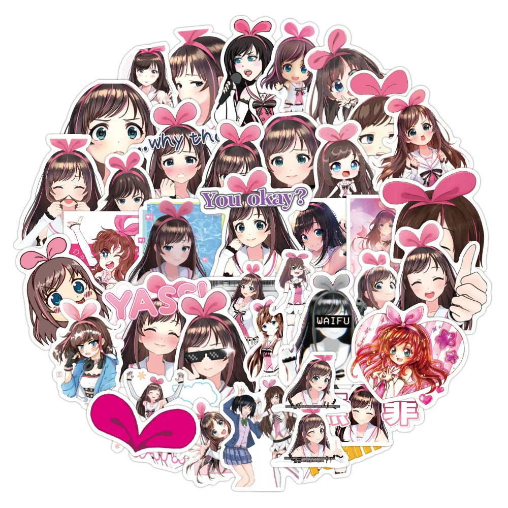 50PCS Cute Girl Tripping Love Graffiti Trolley Case Scooter Refrigerator Water Cup Waterproof Child Sticker