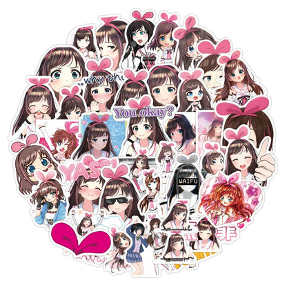 50PCS Cute Girl Tripping Love Graffiti Trolley Case Scooter Refrigerator Water Cup Waterproof Child Sticker