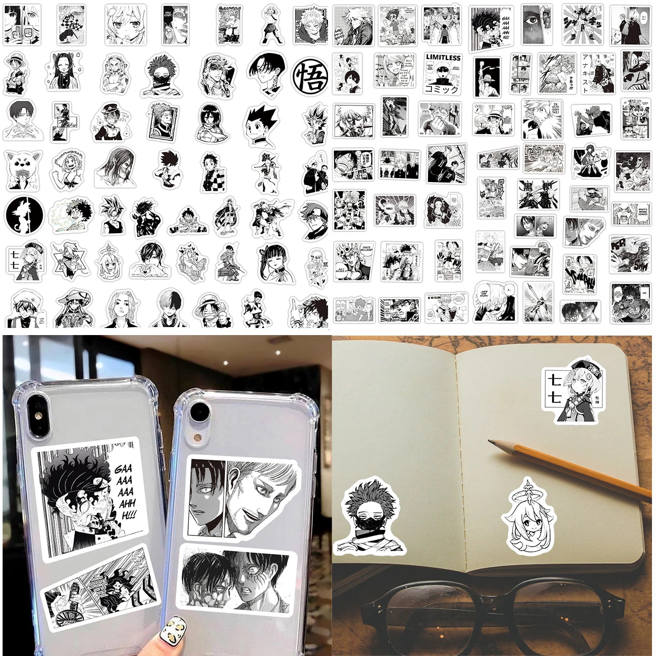 50PCS Mixed Anime Graffiti Demon Slayer/Tokyo Avengers/Hero Academy/Manga Style Helmet Laptop Cute Sticker