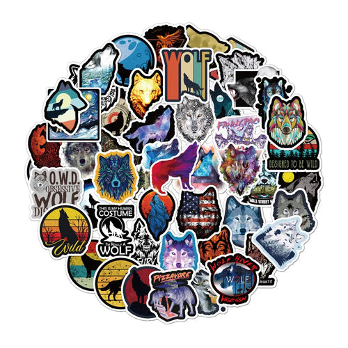 50PCS Fresh Wind Wolf Graffiti Sticker Notebook Skateboard Mobile Phone Decoration Sticker Gift Toy Sticker