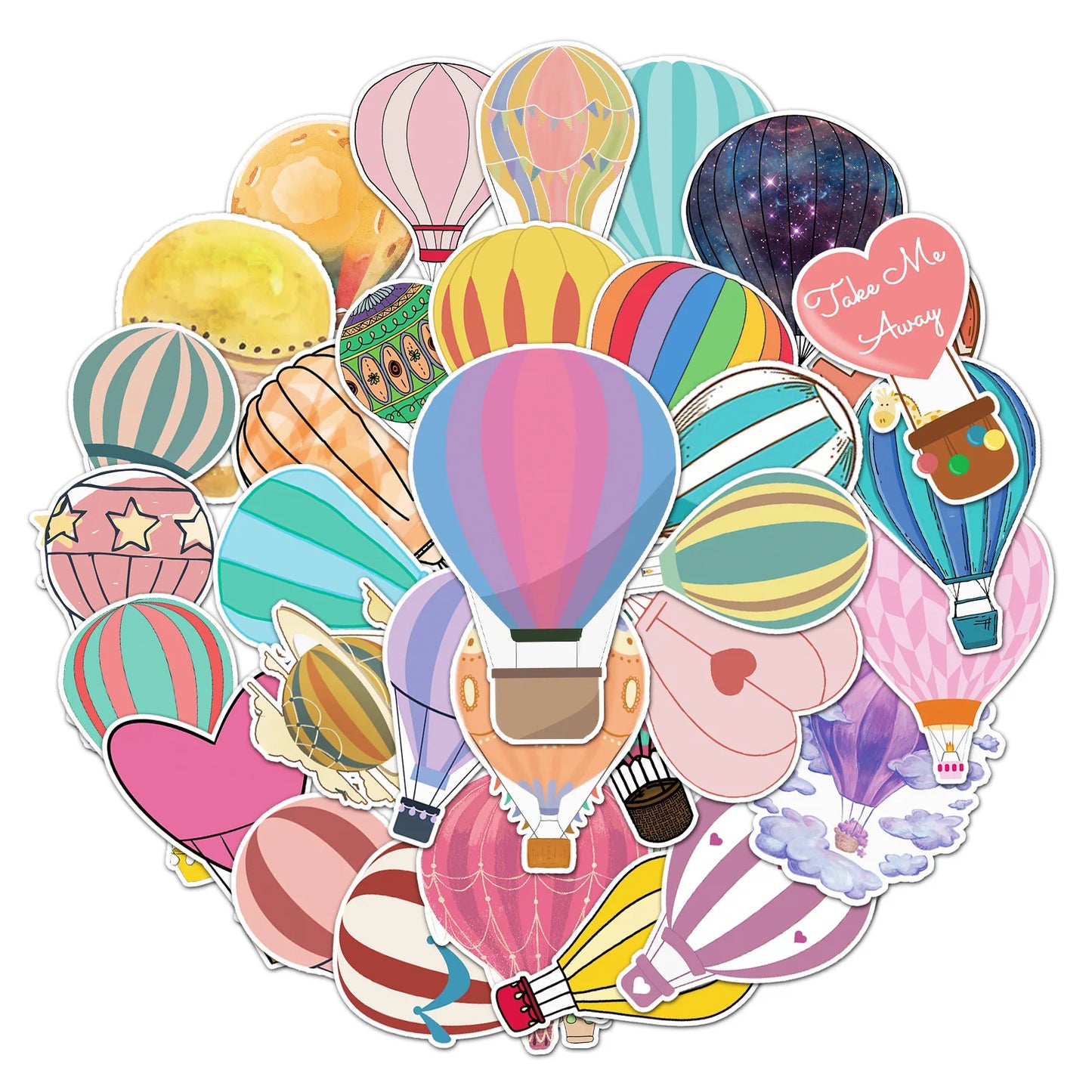 50PCS Hot Air Balloon Cartoon Cute Little Fresh Graffiti Waterproof Sticker Suitcase Notebook Refrigerator Helmet
