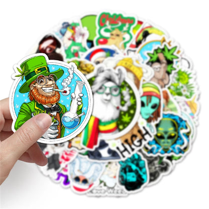 50PCS New Cartoon Spoof Smoking Graffiti Decorative Luggage Car Waterproof Sticker