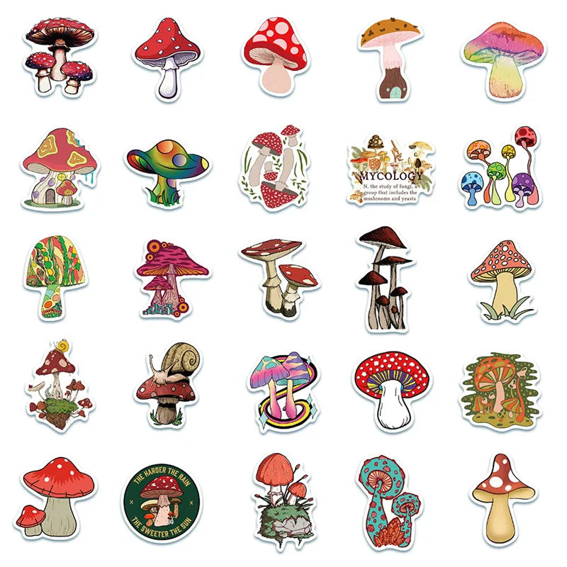 50PCS Plant Mushroom Cute Cartoon Graffiti Toy Notebook Mobile Phone Guitar PVC Waterproof Stickers