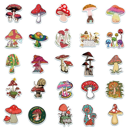 50PCS Plant Mushroom Cute Cartoon Graffiti Toy Notebook Mobile Phone Guitar PVC Waterproof Stickers