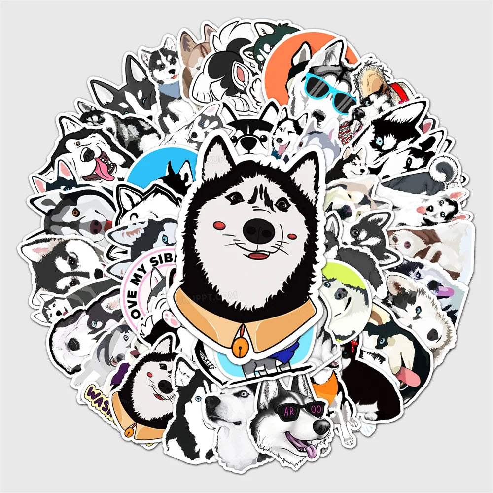 50PCS Kawaii Cartoon Cute Husky Children Gift Graffiti Bicycle Laptop Suitcase Stationery Waterproof Stickers