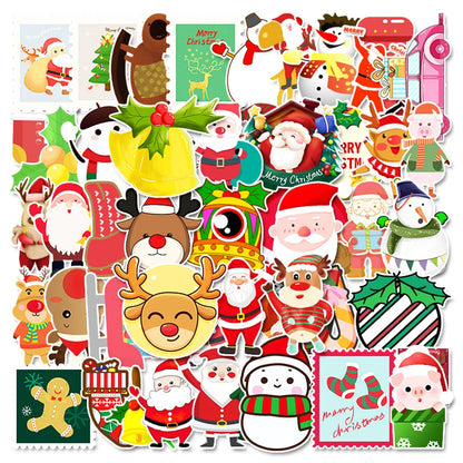 50PCS Christmas Holiday Cartoon Decoration Graffiti Waterproof Sticker Suitcase Notebook Refrigerator Skateboard