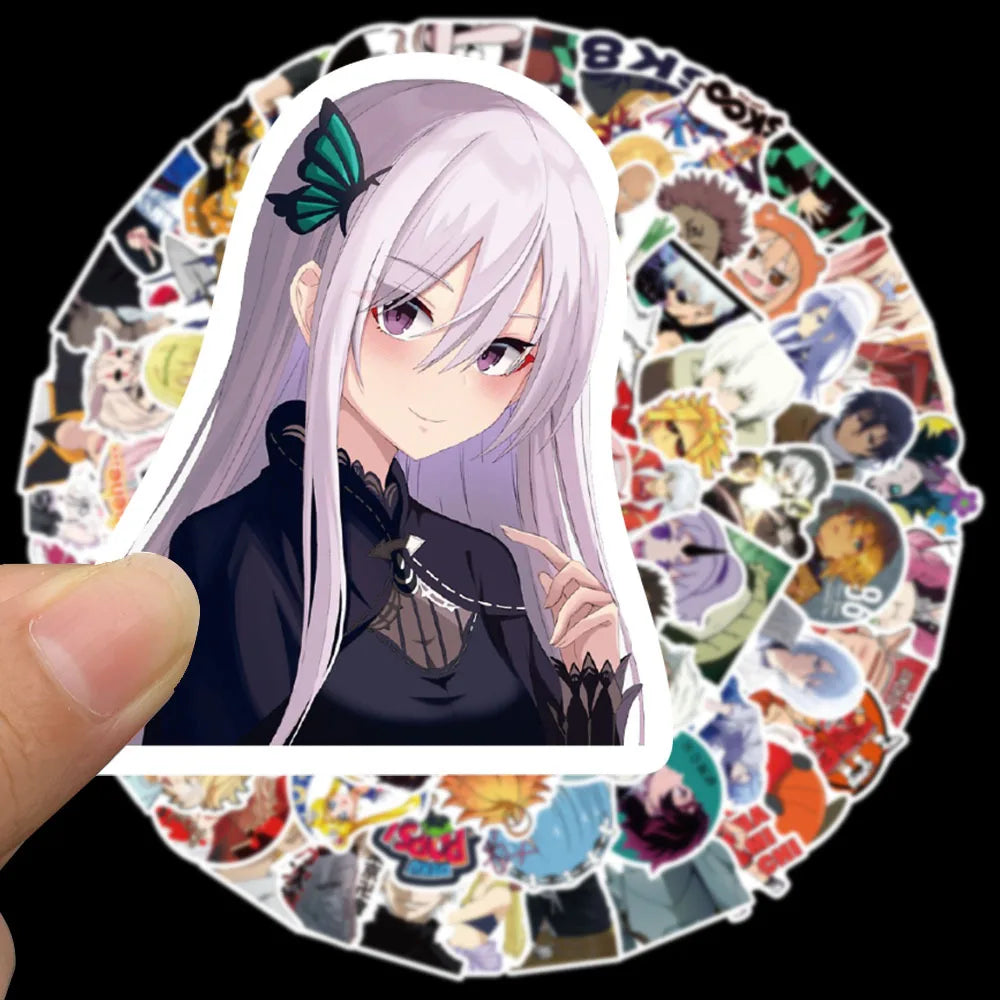 50PCS Cartoon Animation Creative Graffiti Demon Slayer Attack on Titan Guitar Phone Case Gift Toy Sticker Decal