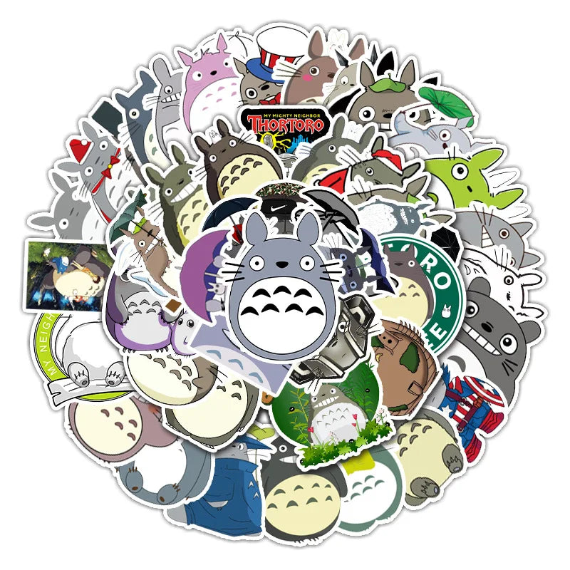 50PCS cartoon cute My Neighbor Totoro stickers, personalized DIY luggage, phone cases, tablet computers, motorcycle and car waterproof decorative stickers toys