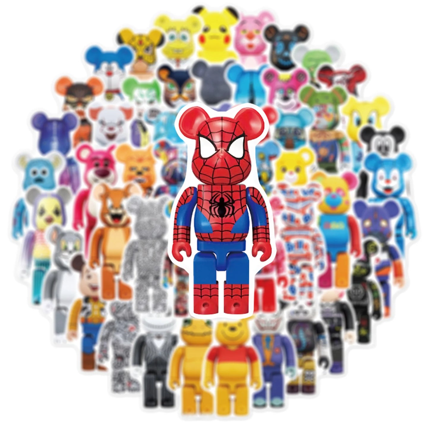50pcs Cartoon Building Block Bear Personality DIY Decoration Suitcase Mobile Phone Case Toy Sticker