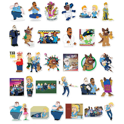 50PCS Paradise Town Police Station Cartoon INS Wind Sticker Laptop Luggage Scooter DIY Decorative Sticker