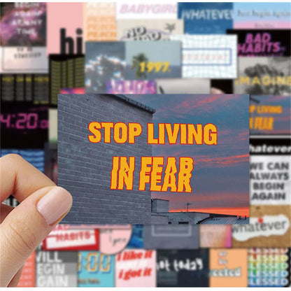 50PCS INS Wind Inspirational Lost Text Diary Graffiti Waterproof Sticker Suitcase Notebook RefrigeratorSkateboard