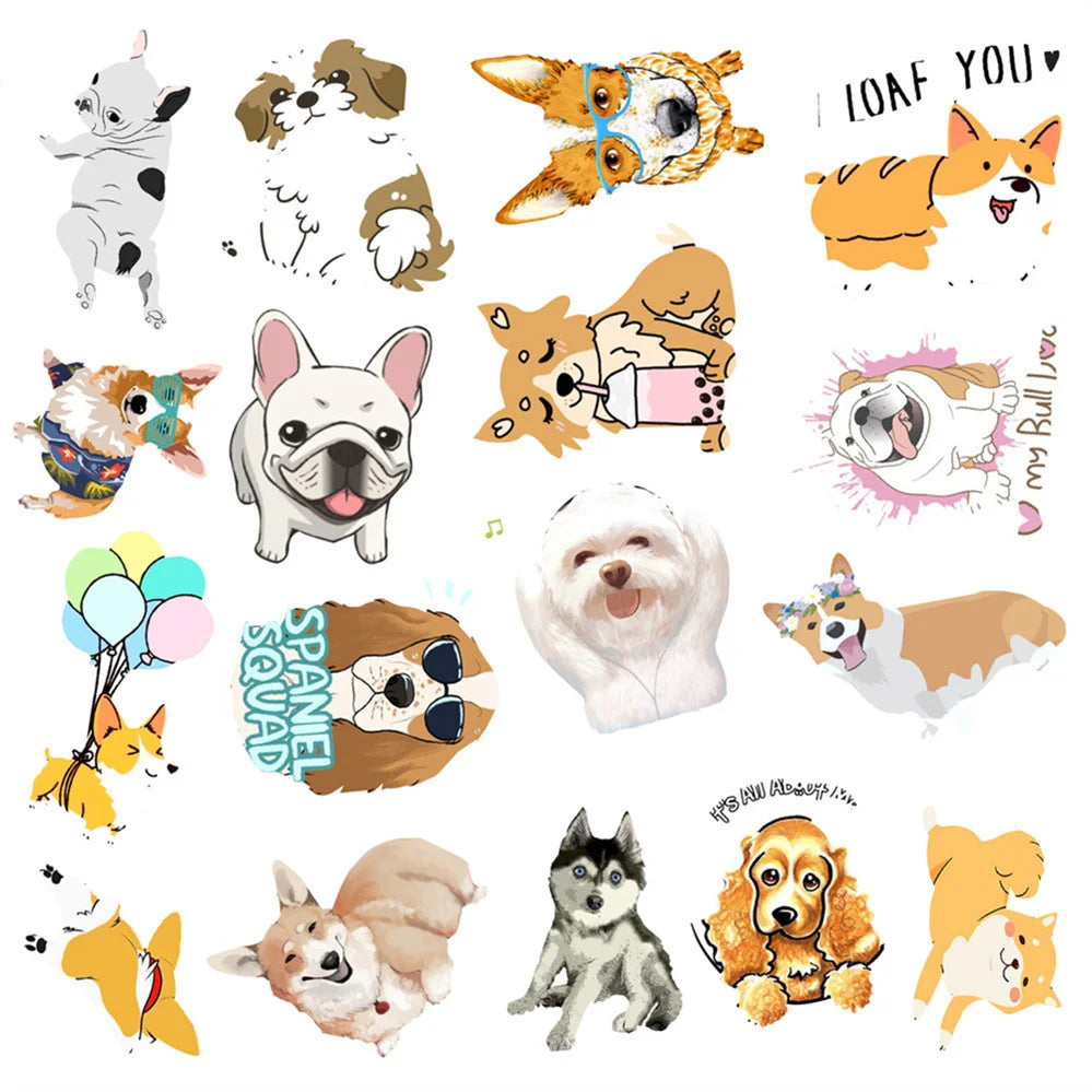 50 pieces of cute cartoon puppy decorative style graffiti stickers, personalized, fashionable and creative DIY exquisite decorative decal cups, helmets, skateboard popular sticker toys