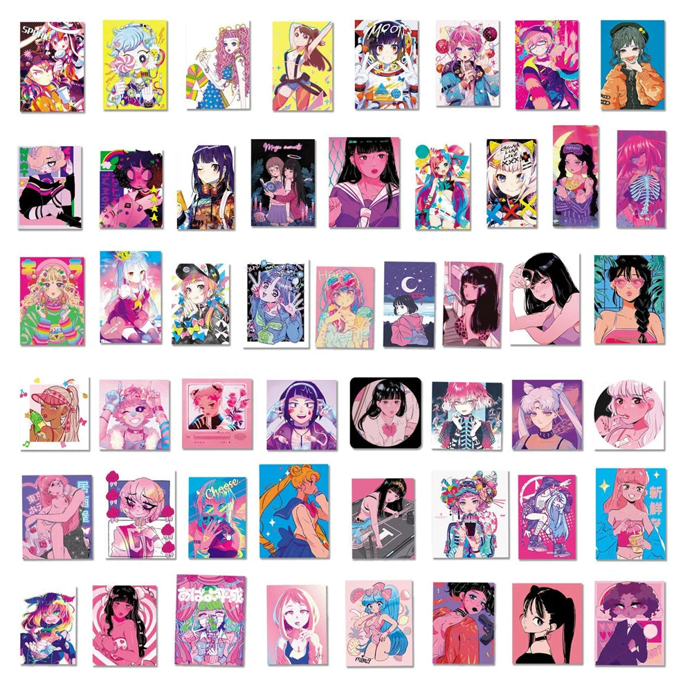 50PCS Japanese Anime Cartoon Teenager Graffiti Sticker Notebook Guitar Water Cup Trolley Case Waterproof Sticker