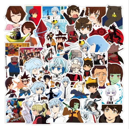 50 pieces of cartoon and anime character Tower of the Gods decorative style graffiti stickers, personalized, fashionable and creative DIY exquisite decorative decal cups, helmets, skateboard popular stickers