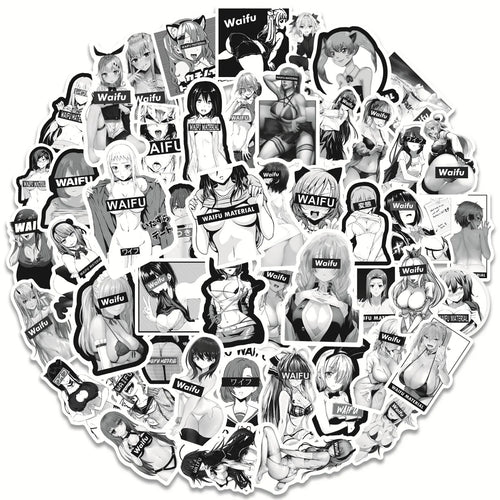 50PCS Japan Sexy Waifu Girl Graffiti Sticker Skateboard Notebook Water Cup Trolley Case Waterproof Sticker