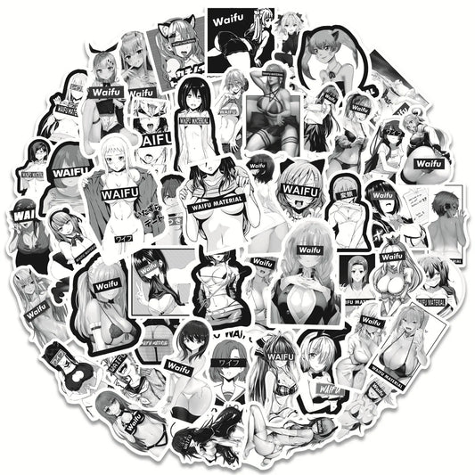 50PCS Japan Sexy Waifu Girl Graffiti Sticker Skateboard Notebook Water Cup Trolley Case Waterproof Sticker