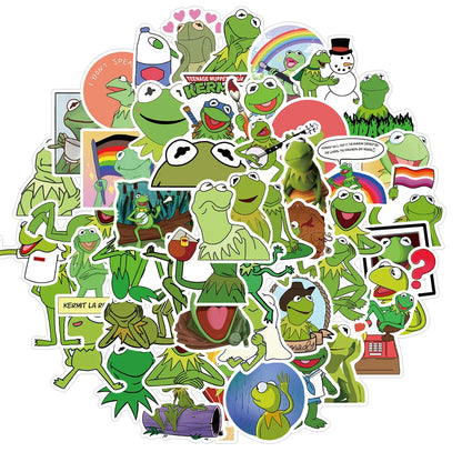 50PCS Kermit Frog Cute Cartoon Personality Decoration Graffiti Waterproof Sticker Notebook Refrigerator Water Cup