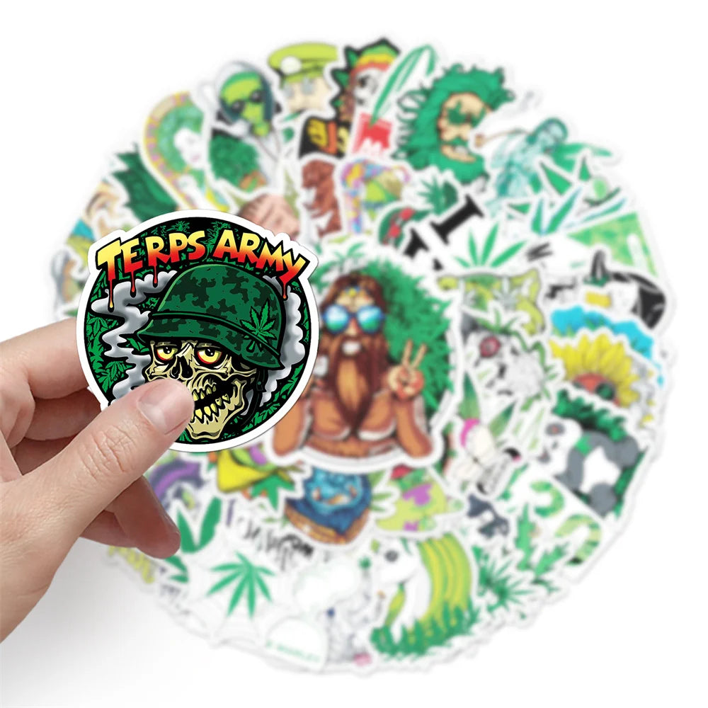 50PCS Cartoon Personality Spoof Green Graffiti Sticker Notebook Guitar Skateboard Mobile Phone Gift Toy Sticker
