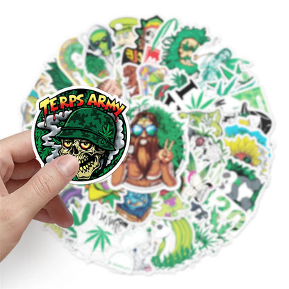 50PCS Cartoon Personality Spoof Green Graffiti Sticker Notebook Guitar Skateboard Mobile Phone Gift Toy Sticker