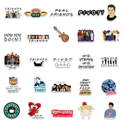 50PCS New American Drama Friends Graffiti Waterproof Sticker Suitcase Notebook Refrigerator Skateboard Water Cup