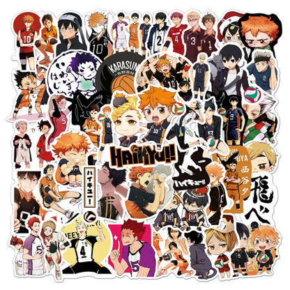 50PCS Haikyu!! Inspired Stickers, Volleyball Anime Doodles with Dynamic Action for Fans and Sporty Vibes