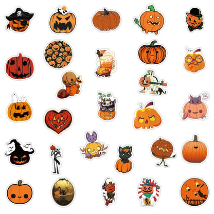 50PCS Halloween Pumpkin Graffiti Sticker Laptop Guitar Luggage Skateboard Bike Waterproof Sticker