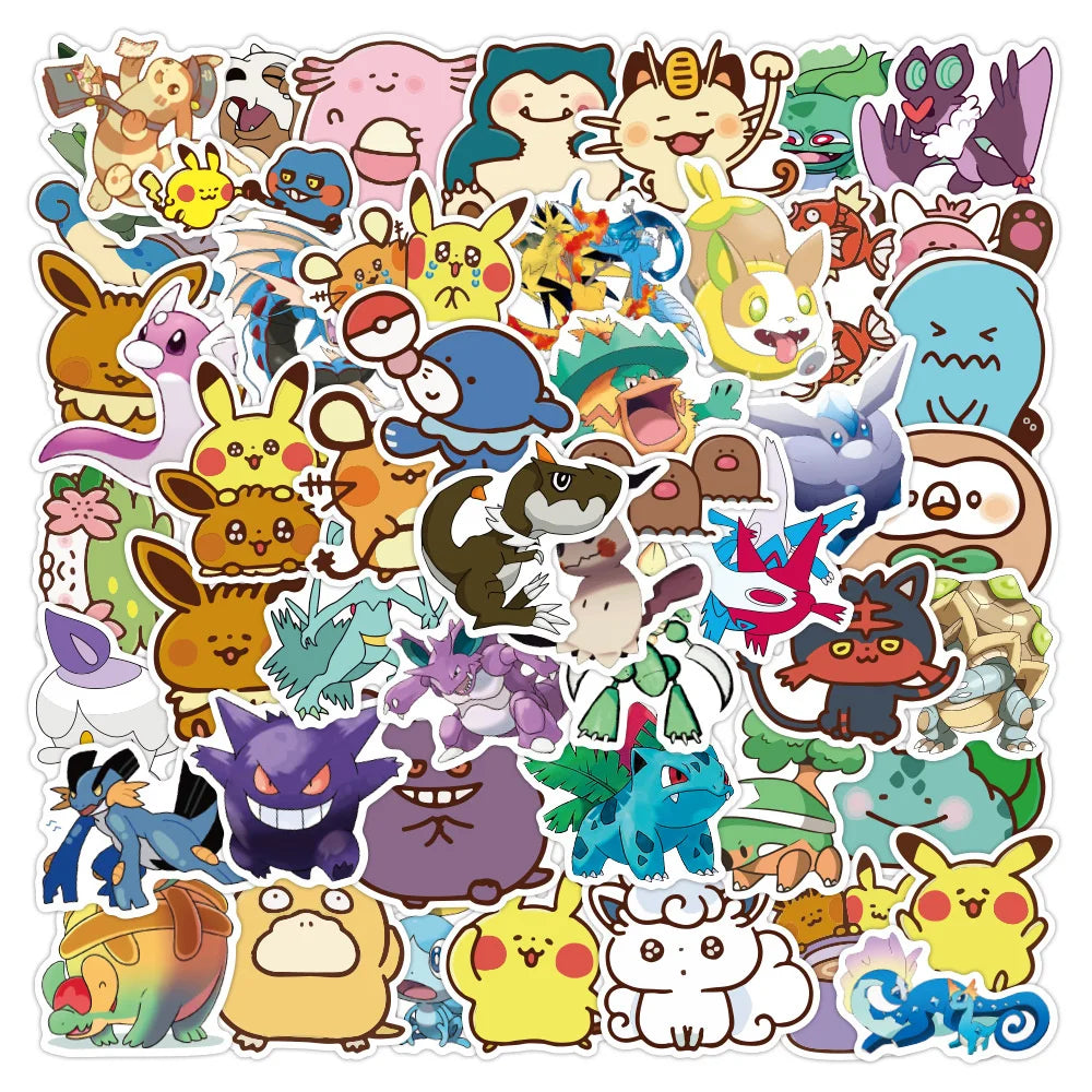 50PCS Animation Pokemon Personalized Decoration Graffiti Waterproof Sticker Notebook Skateboard Water Cup Helmet