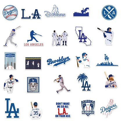 50PCS/Dodgers Series Baseball Sticker Laptop Guitar Motorcycle Luggage Skateboard Bike Waterproof Sticker