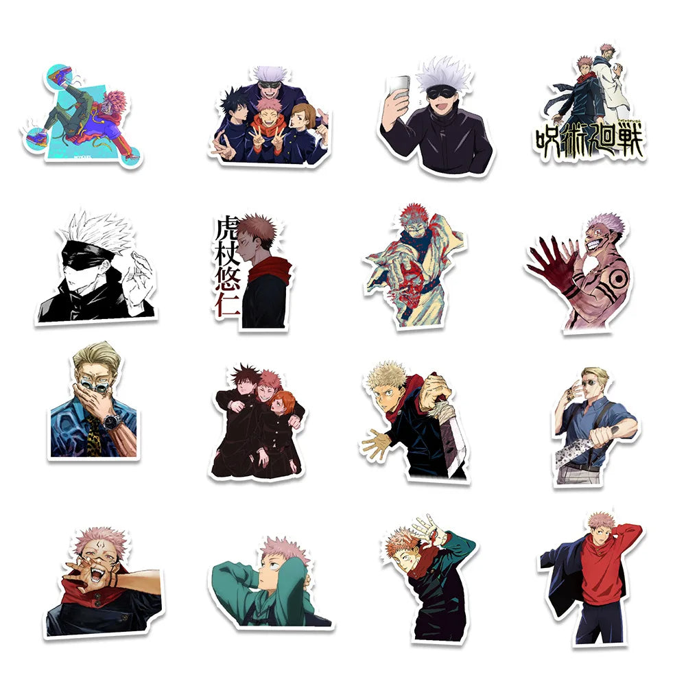 50PCS Japanese Anime Jujutsu Kaisen Cartoon Graffiti Stickers Skateboard Mobile Phone Decoration Waterproof Sticker Toy