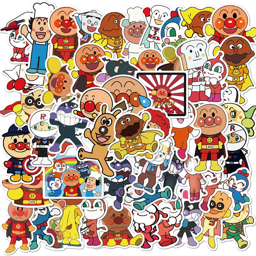 50PCS Japanese Animation Bread Superman Graffiti Waterproof Sticker Suitcase NotebookSkateboardRefrigeratorHelmet