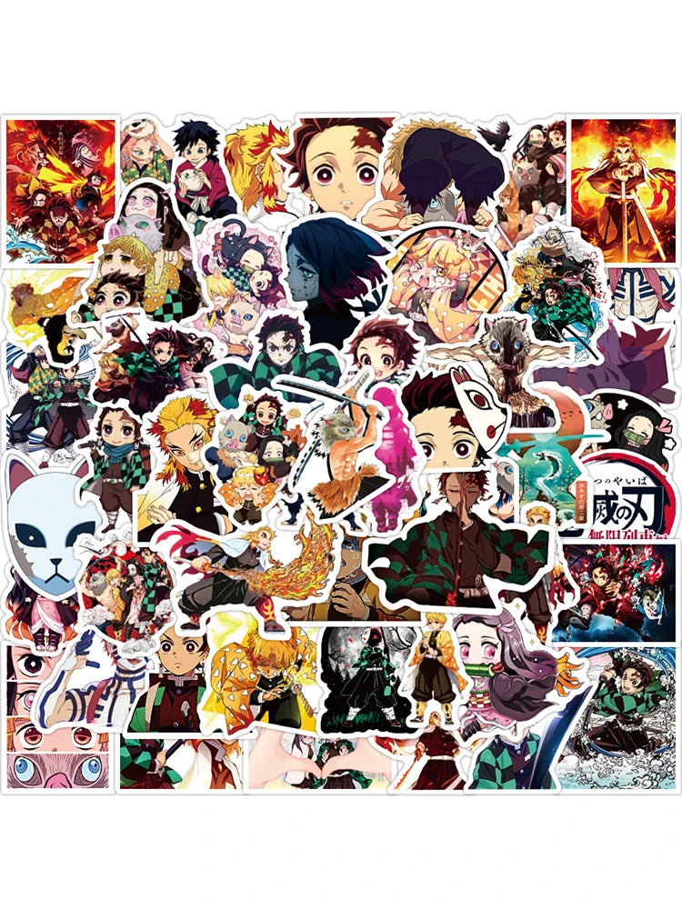 50PCS Cartoon Anime Graffiti Ghost Slayer Sticker Laptop Luggage Guitar Gift Toy PVC Sticker