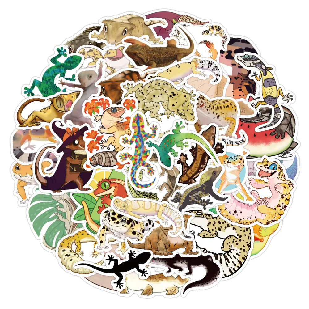 50PCS Cartoon Gecko Personalized Graffiti Waterproof Sticker Suitcase Notebook Refrigerator Skateboard Water Cup