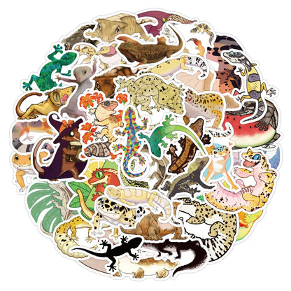 50PCS Cartoon Gecko Personalized Graffiti Waterproof Sticker Suitcase Notebook Refrigerator Skateboard Water Cup