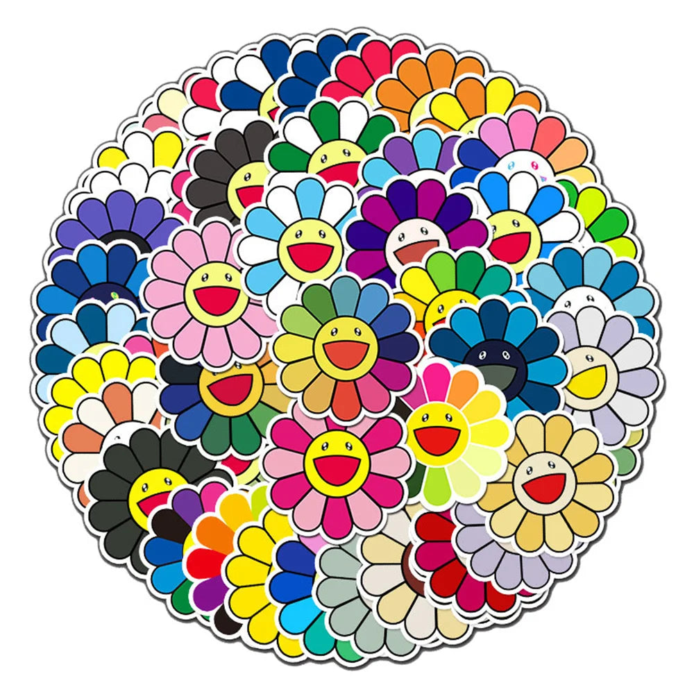50PCS Sunflower Creative Trend Personalized Decoration Graffiti Waterproof Sticker Notebook Refrigerator WaterCup