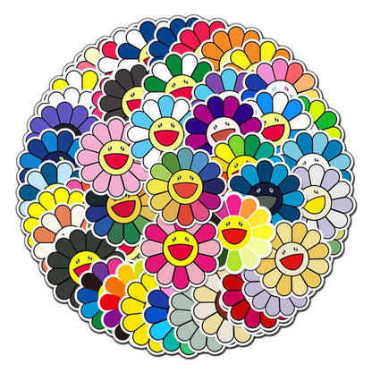 50PCS Sunflower Creative Trend Personalized Decoration Graffiti Waterproof Sticker Notebook Refrigerator WaterCup