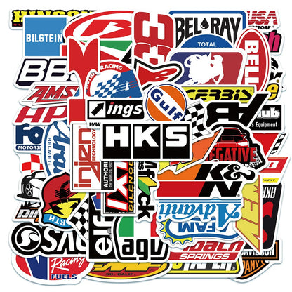 50PCS Cool Racing Logo Graffiti Laptop Skateboard Guitar Fridge Water Cup Waterproof Sticker