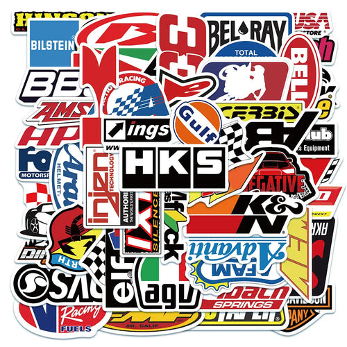 50PCS Cool Racing Logo Graffiti Laptop Skateboard Guitar Fridge Water Cup Waterproof Sticker