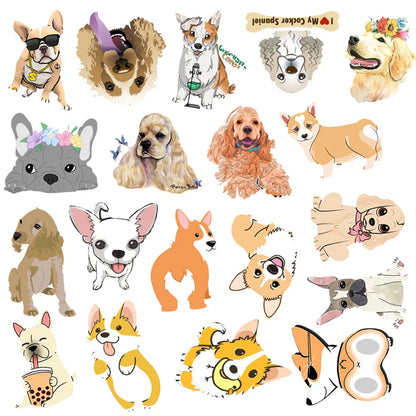 50 pieces of cute cartoon puppy decorative style graffiti stickers, personalized, fashionable and creative DIY exquisite decorative decal cups, helmets, skateboard popular sticker toys