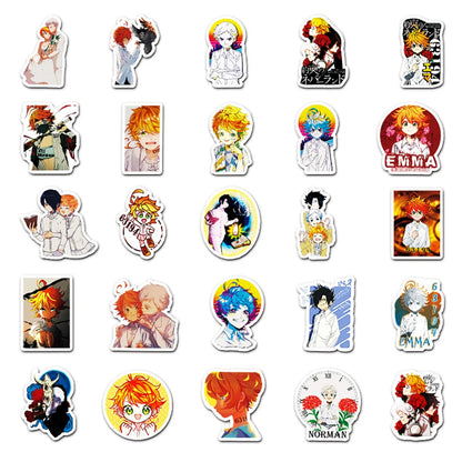50PCS Anime promised Neverland Graffiti Laptop Skateboard Mobile Phone PVC Gift Toy Waterproof Sticker