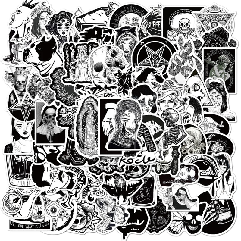 50PCS Gothic Sticker Motorcycle Phone Case Skateboard Luggage Waterproof Graffiti Sticker Toy