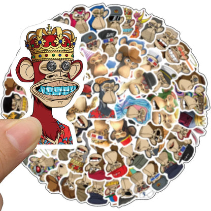 50PCS Cartoon Bored Ape Yacht Club Personalized Graffiti Waterproof Sticker Suitcase Notebook Refrigerator Helmet