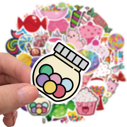 50PCS Color Candy Graffiti Stickers Cute Waterproof Laptop Phone Case Car Decoration Stickers